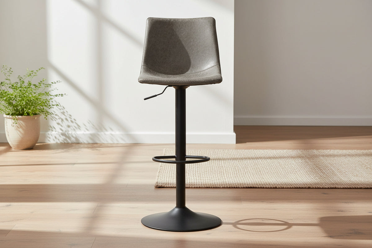 Tabouret de bar industriel réglable en hauteur gris - SOUFFLE d'intérieur