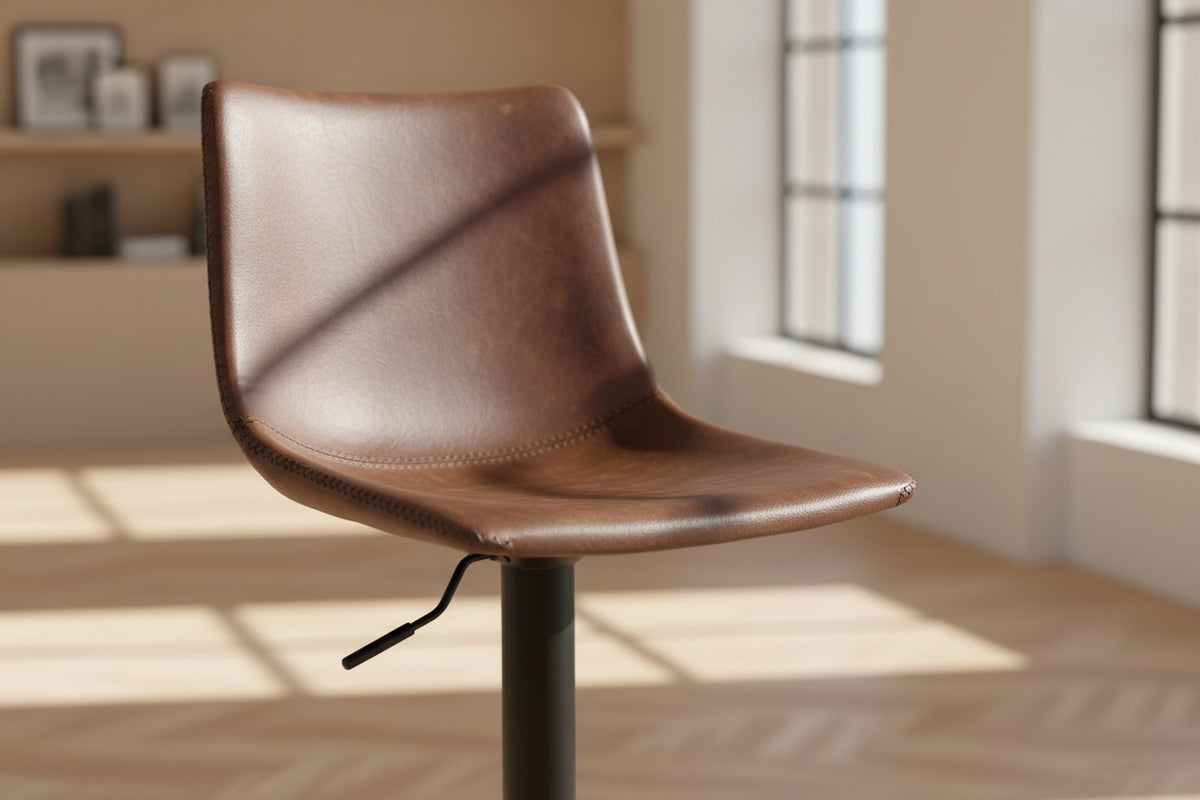 Tabouret de bar industriel réglable en hauteur cognac - SOUFFLE
