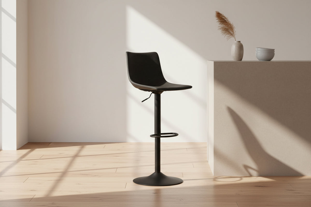 Tabouret de bar industriel réglable en hauteur anthracite - Ray-Tabourets et chaises de bar-SOUFFLE D’INTÉRIEUR