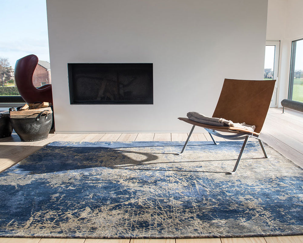 Tapis de salon bleu et gris - Salgueiro rugs - Souffle d’Intérieur