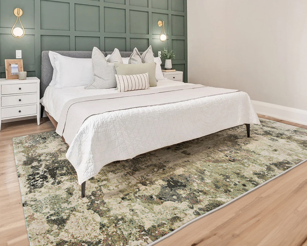 Tapis de chambre vert tacheté - Salgueiro rugs - Souffle d'Intérieur