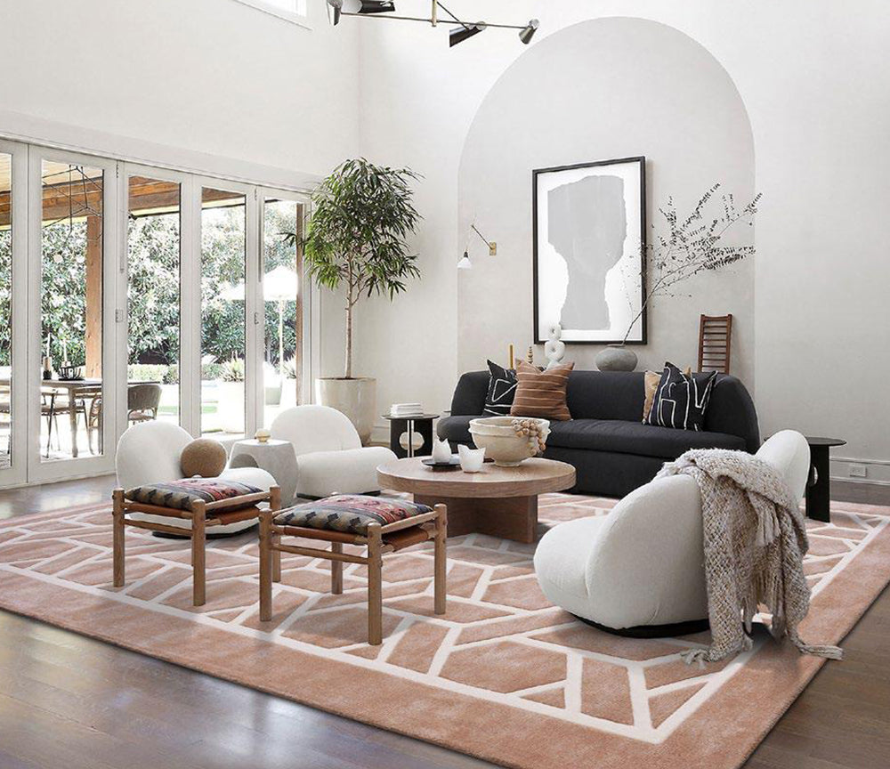 Tapis design pour salon avec forme géométrique marron - Salgueiro rugs - Souffle d'Intérieur