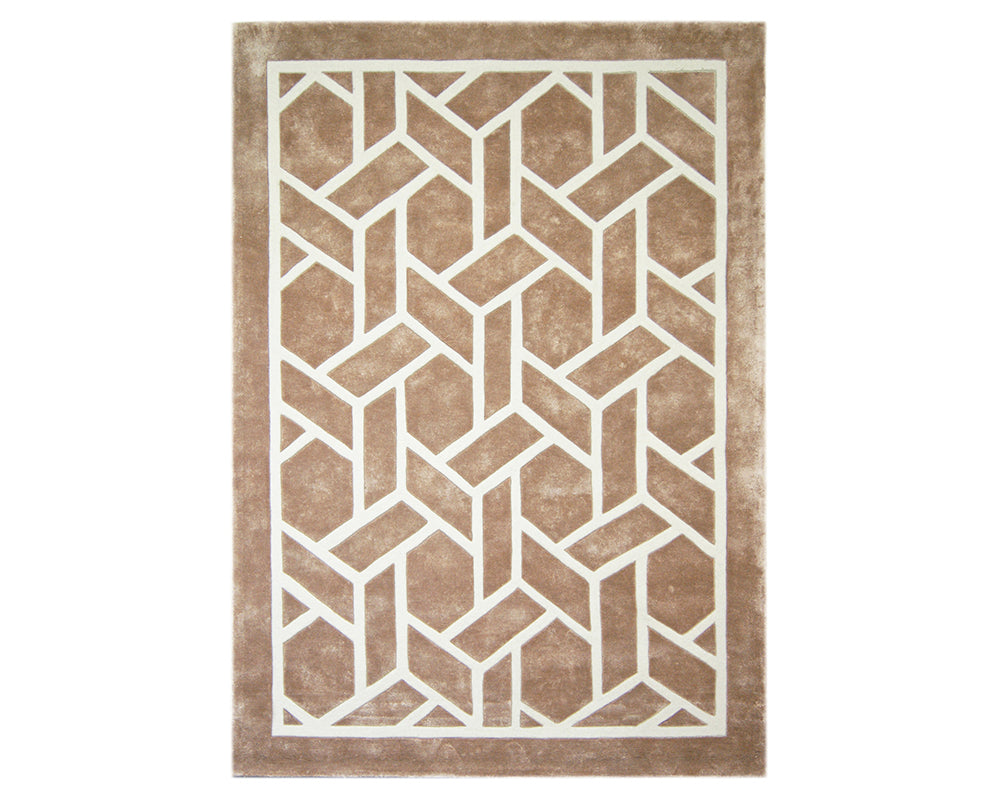 Tapis design pour salon avec forme géométrique marron - Salgueiro rugs - Souffle d'Intérieur