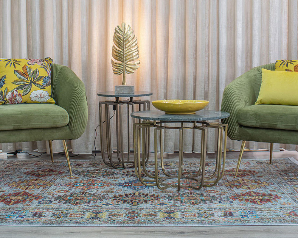 Antik canvas tapis d'orient avec motifs – vue en situation salon