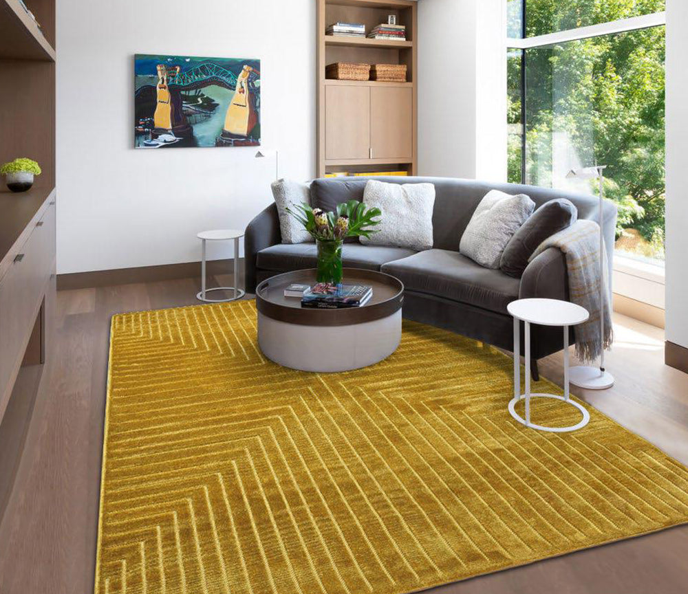 Tapis moderne pour salon moutarde - Salgueiro rugs - Souffle d’Intérieur