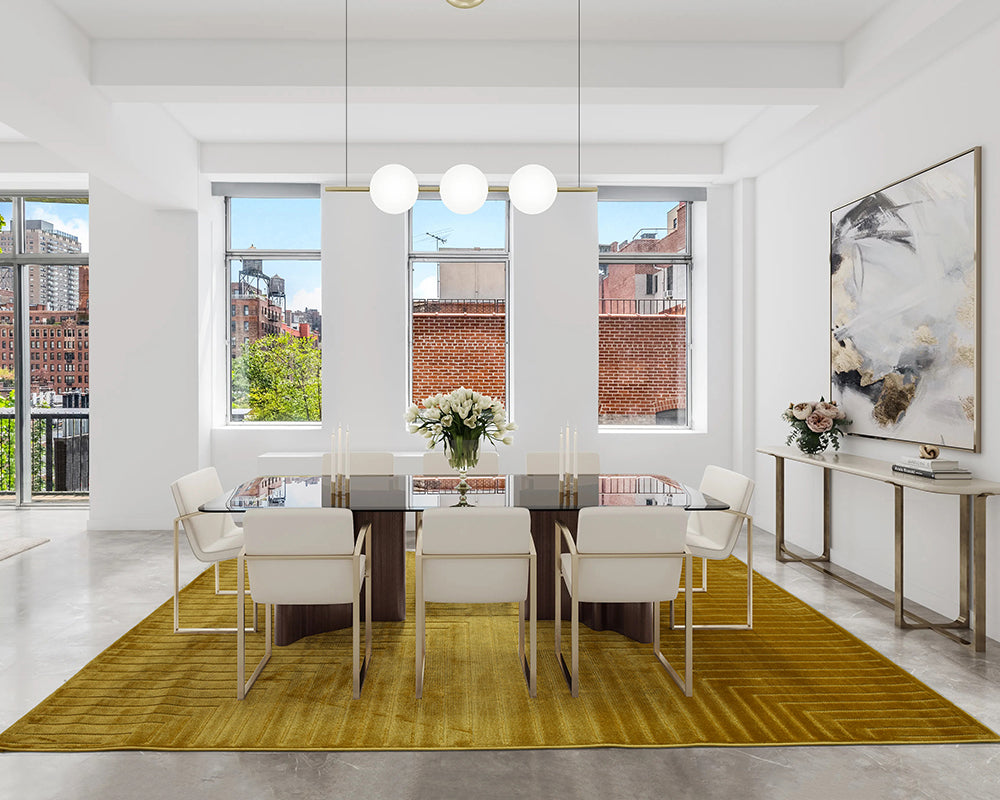 Tapis moderne pour salon moutarde - Salgueiro rugs - Souffle d’Intérieur