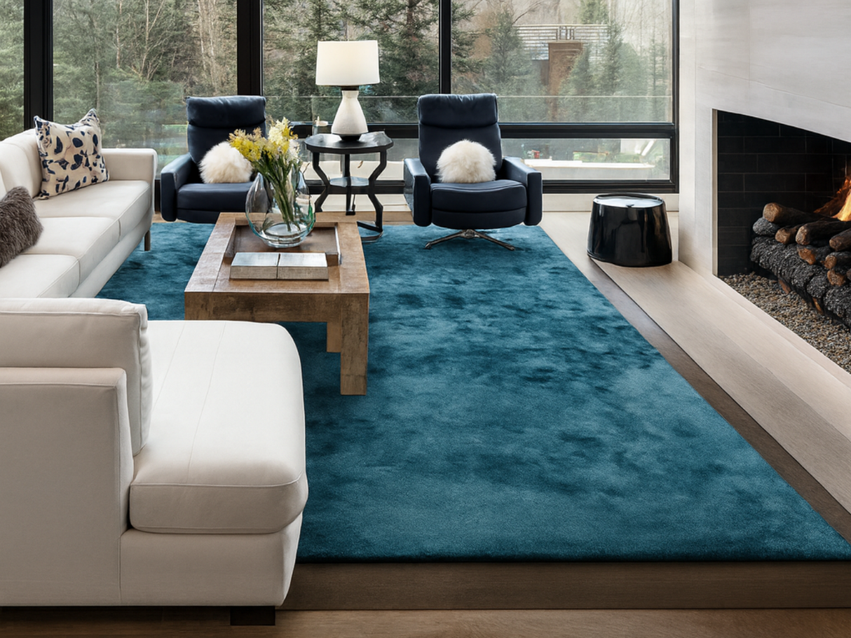 Tapis salon bleu bicolore - Salgueiro rugs - Souffle d’Intérieur