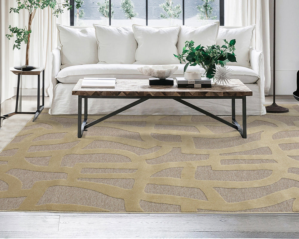 Tapis salon beige taupe original - Salgueiro rugs - Souffle d'Intérieur