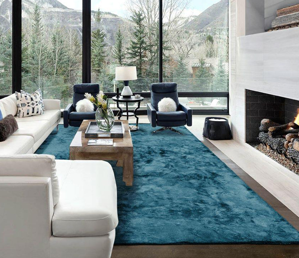Tapis salon bleu bicolore - Salgueiro rugs - Souffle d’Intérieur