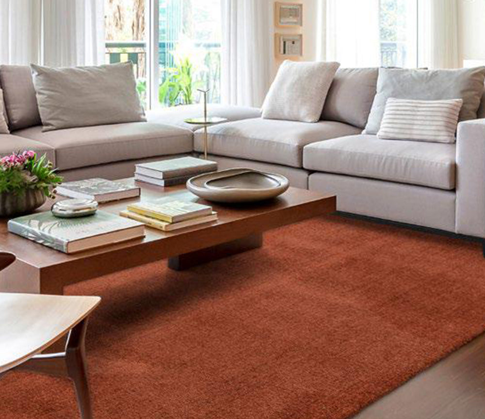 Tapis salon lavable en machine marron uni - Salgueiro rugs - Souffle d'Intérieur