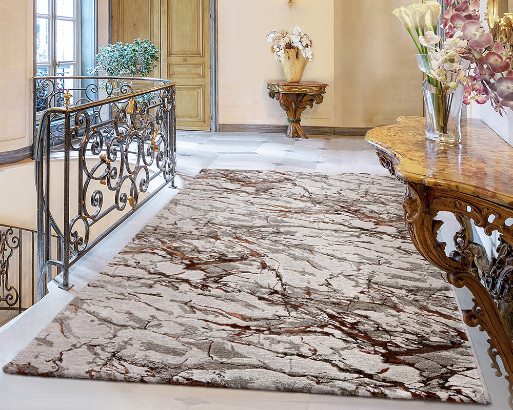 Tapis salon marron beige style peinture - Salgueiro rugs - Souffle d'Intérieur