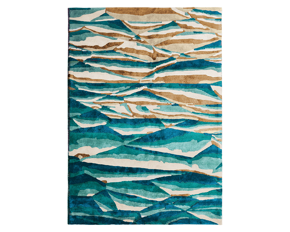 Tapis de salon moderne style peinture bleu - Salgueiro rugs - Souffle d'Intérieur