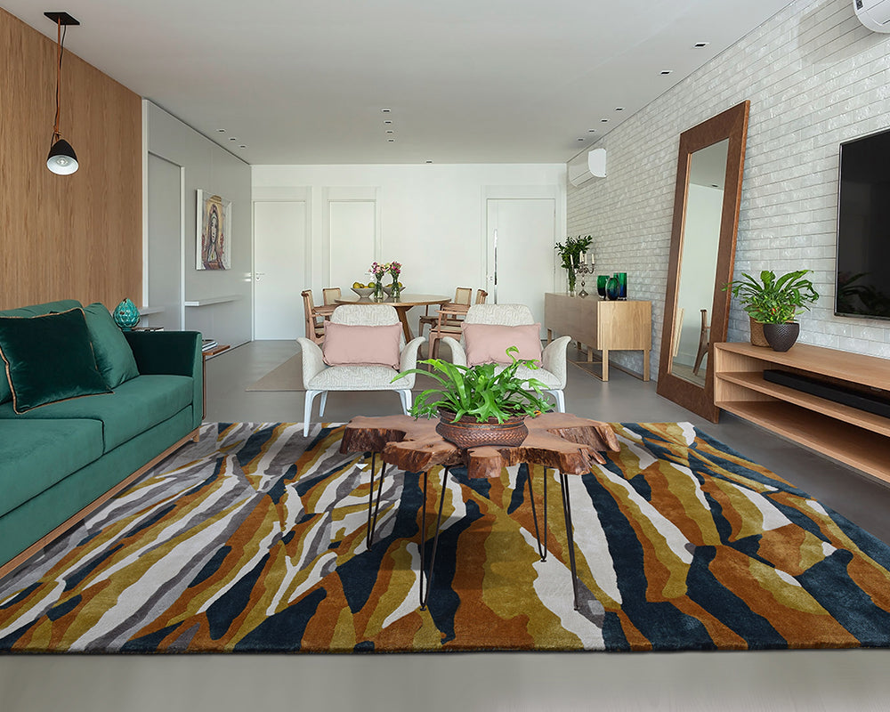 Tapis de salon moderne style peinture vert - Salgueiro rugs - Souffle d'Intérieur