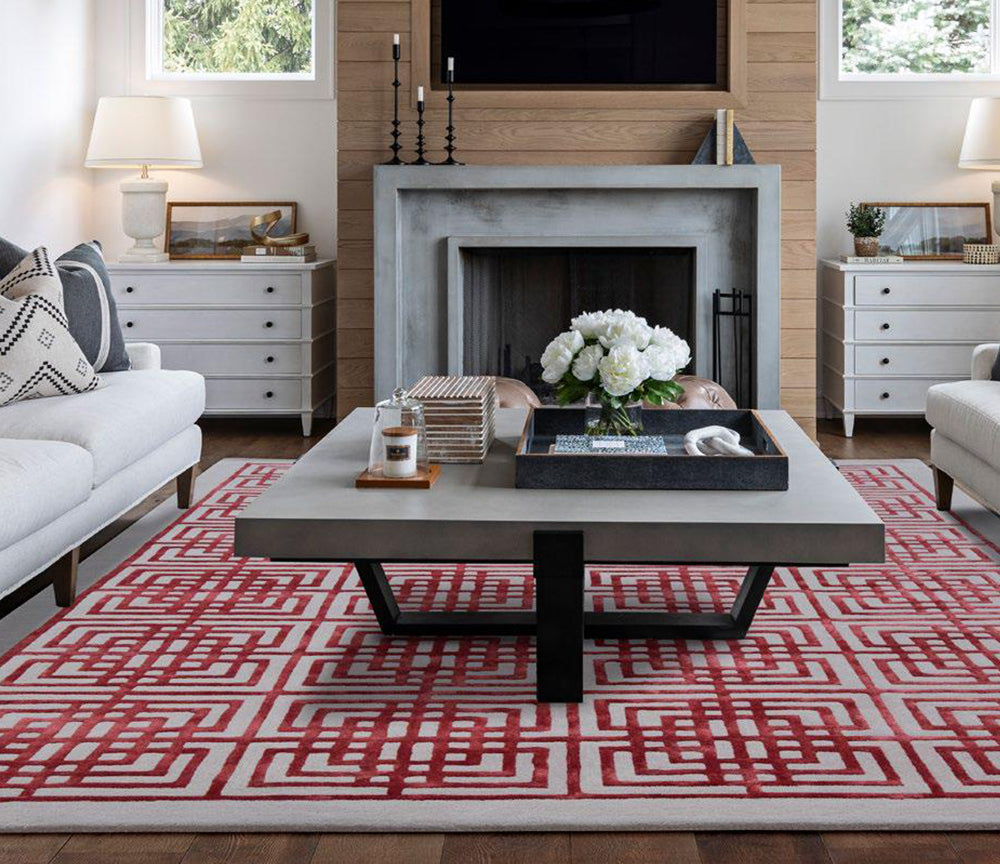 Tapis salon rouge et gris - Salgueiro rugs - Souffle d'Intérieur