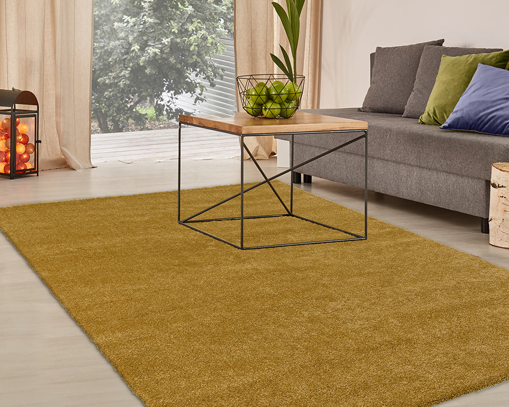 Tapis salon uni moutarde - Salgueiro rugs - Souffle d'Intérieur