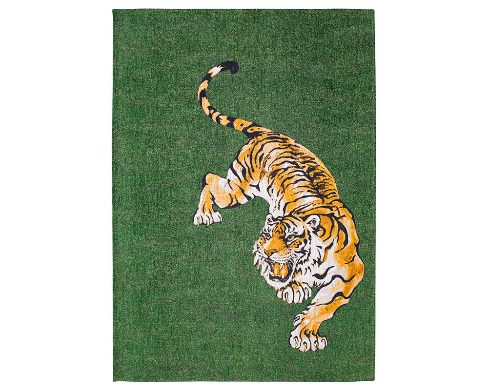 Tapis vert salon avec dessin tigre - Salgueiro rugs - Souffle d’Intérieur