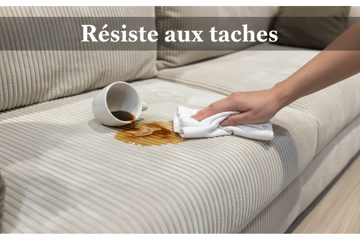 Tissu velours côtelé résistant aux taches