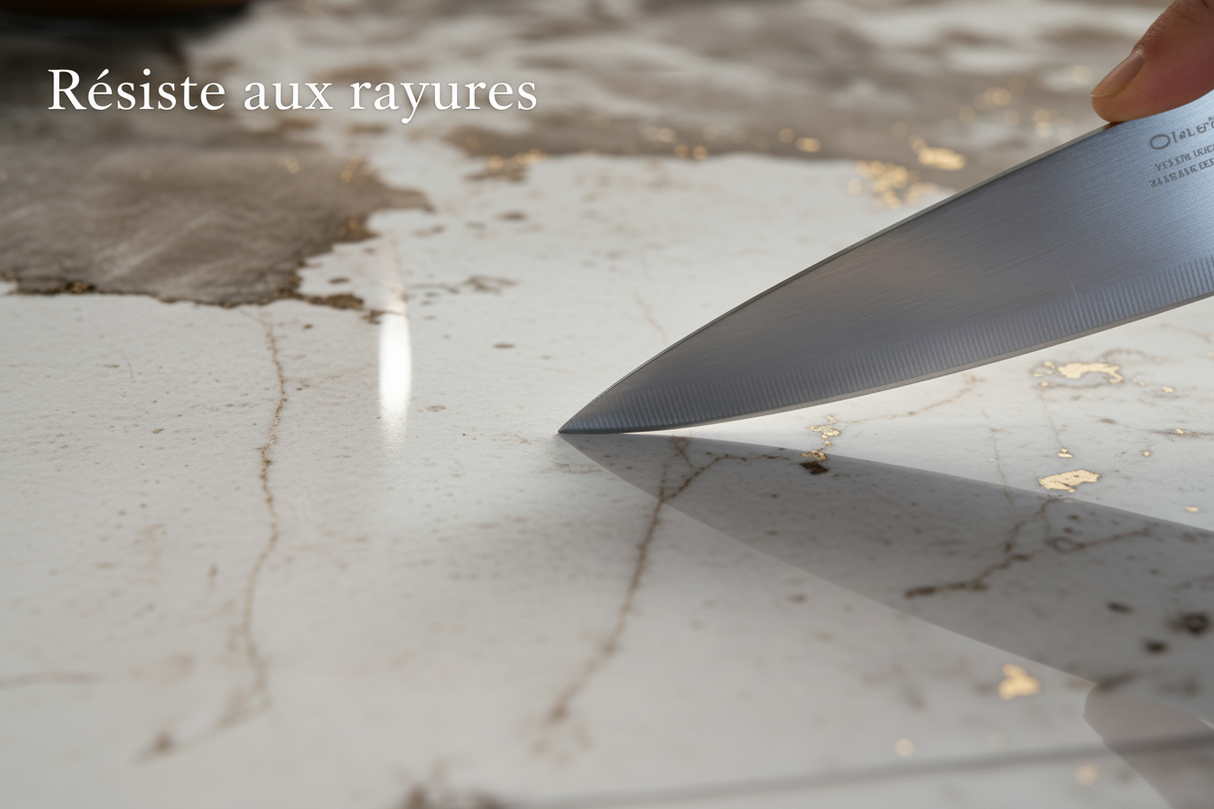 Zoom céramique marbre table ronde - couteau anti-rayure