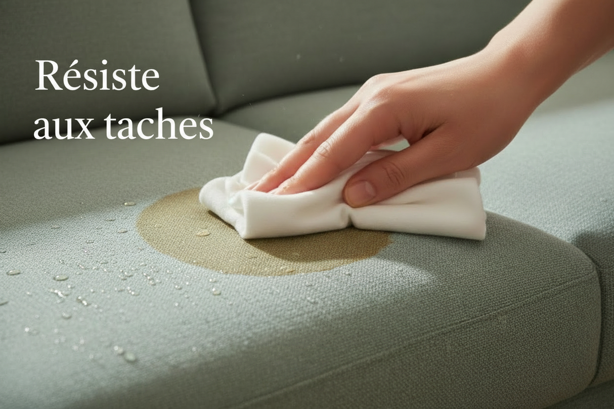 Zoom traitement anti-taches assise canapé