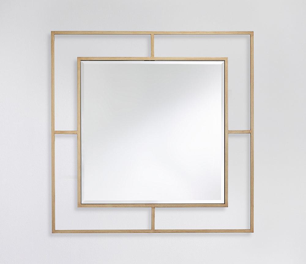 Miroir mural design moderne carré doré - Brayan-SOUFFLE D’INTÉRIEUR