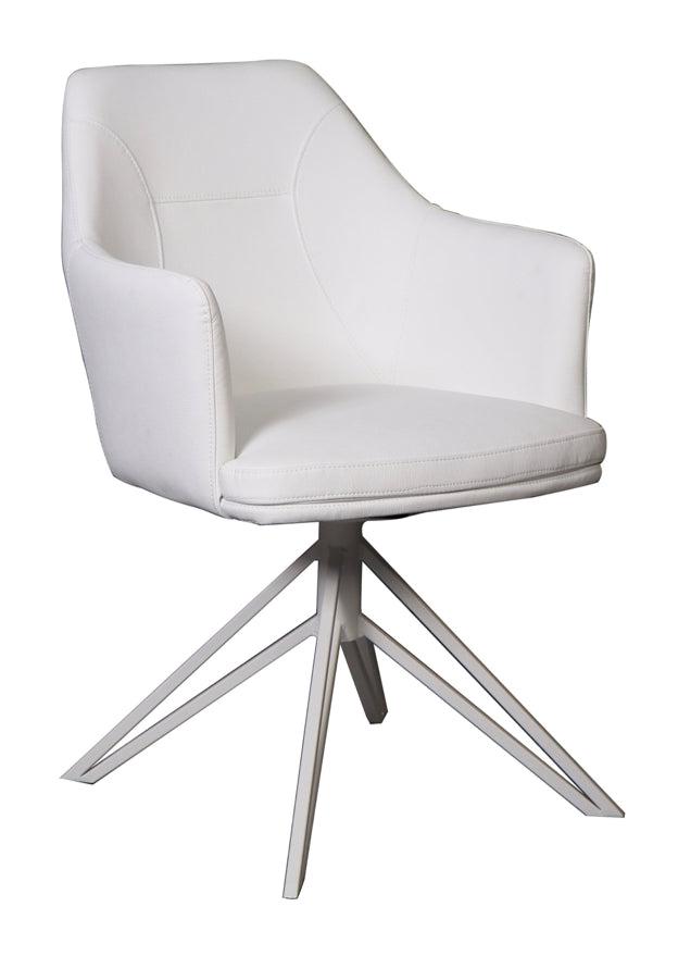 Chaise avec accoudoir fauteuil de table a manger blanc - Christy