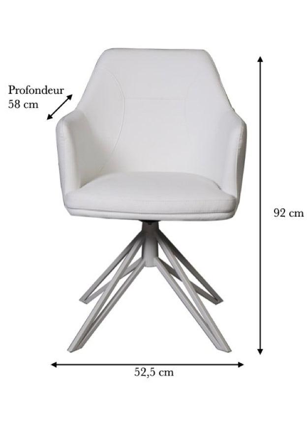 Fauteuil de table pivotant moderne blanc et pieds métal - SOUFFLE D’INTÉRIEUR