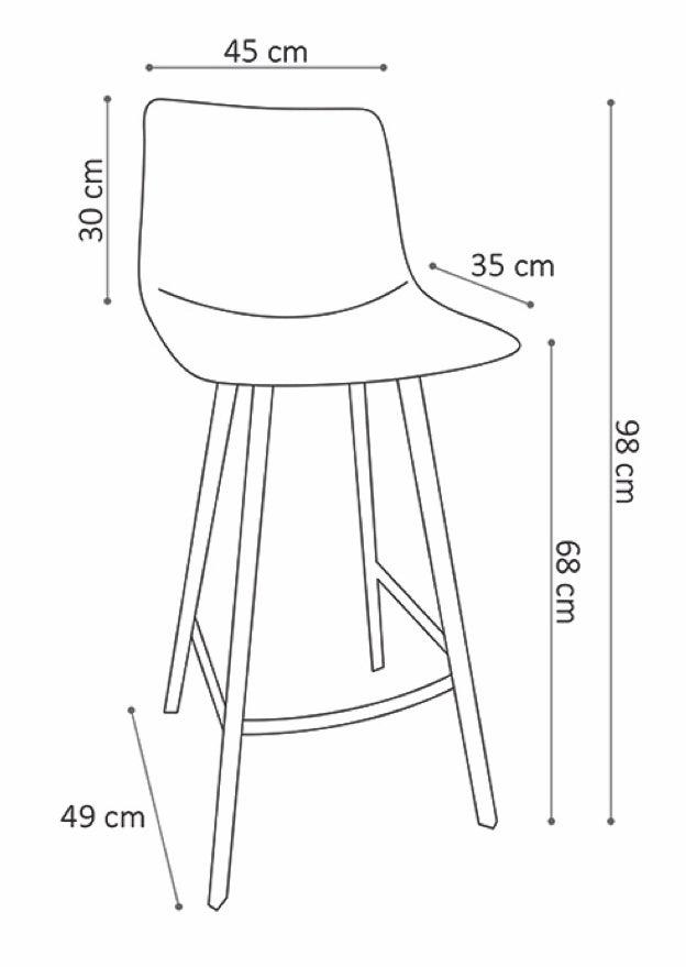 Tabouret de bar industriel pieds métal cognac avec dimensions - SOUFFLE D'intérieur