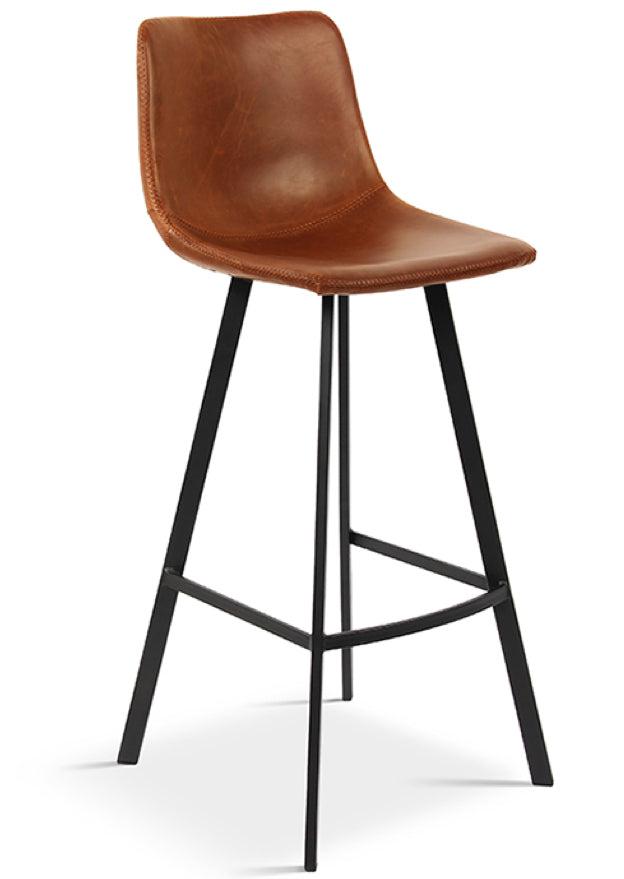 Tabouret de bar industriel pieds métal marron sur fond blanc - SOUFFLE d'intérieur