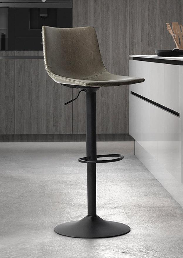 Tabouret de bar gris industriel simili cuir - Ray