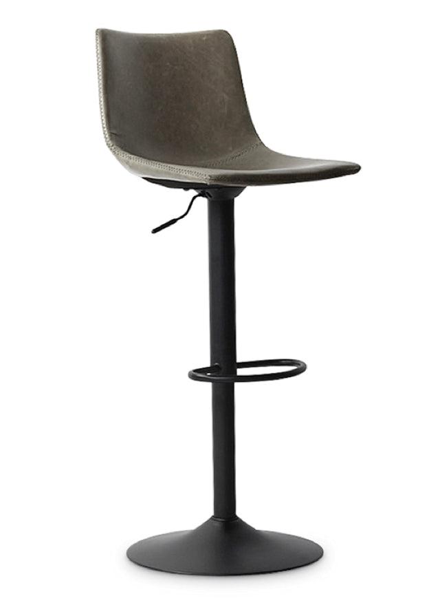 Tabouret de bar gris industriel simili cuir - Ray