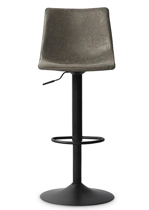 Tabouret de bar gris industriel simili cuir - Ray