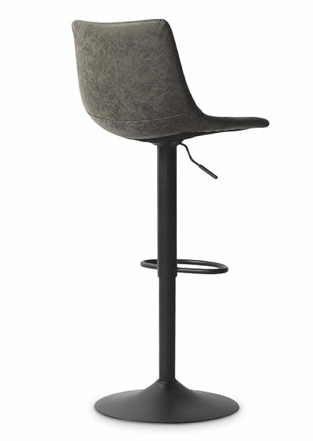 Tabouret de bar gris industriel simili cuir - Ray