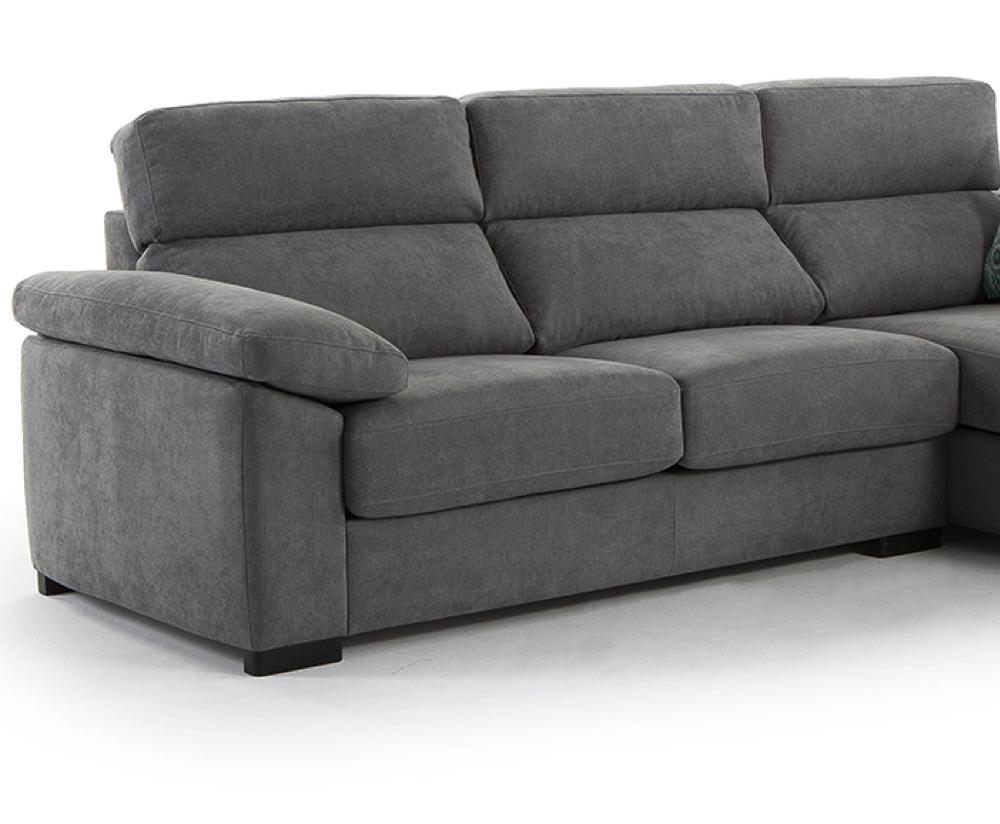 Détail canapé d'angle convertible – Lea – méridienne à droite – tissu gris