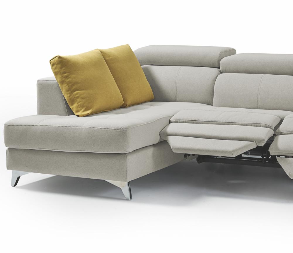 Canapé d'angle beige 2 relax électrique en tissu - City