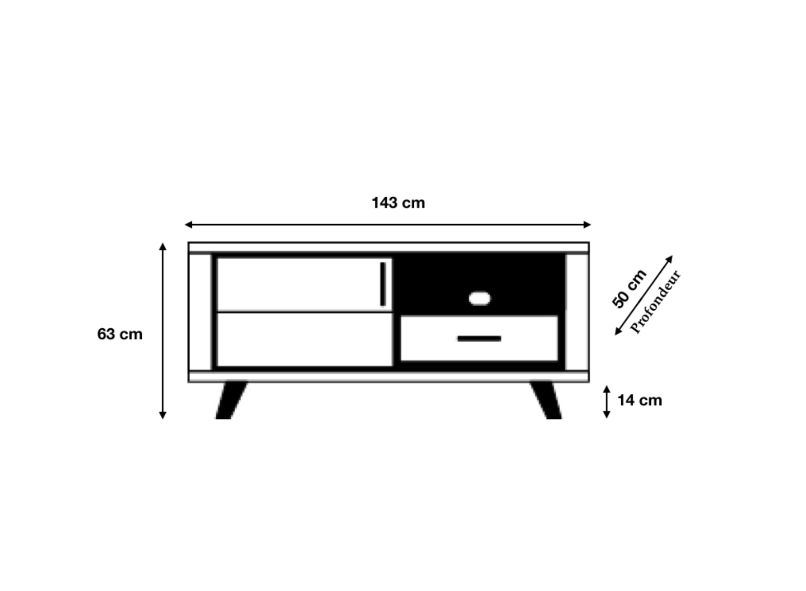 Meuble tv bois clair contemporain 143cm - Rosa