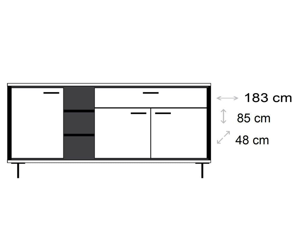 Buffet contemporain moderne en bois pieds métal design - Elvy