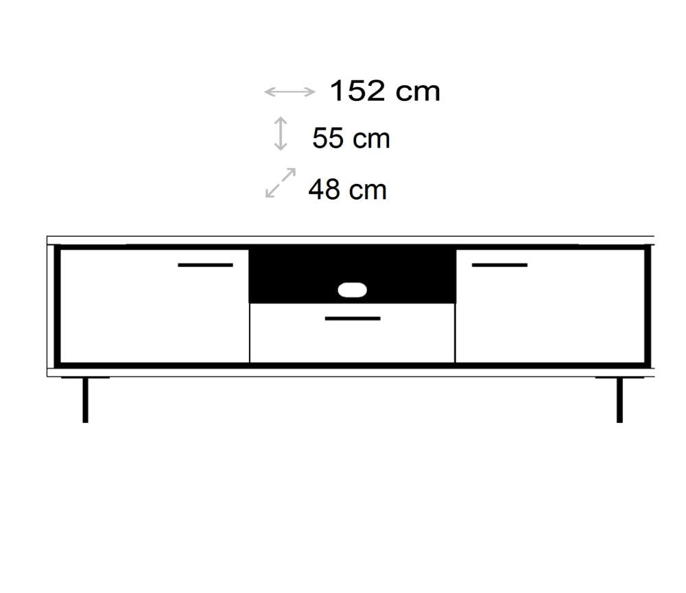 Meuble tv bois clair design pieds métal - Elvira