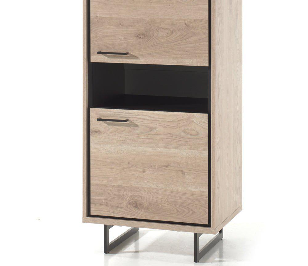 Buffet haut bois clair colonne moderne pieds métal  - Gabriel