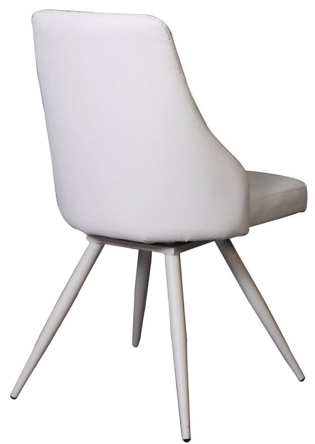 Chaise blanche simili cuir pivotante salle a manger - Eva