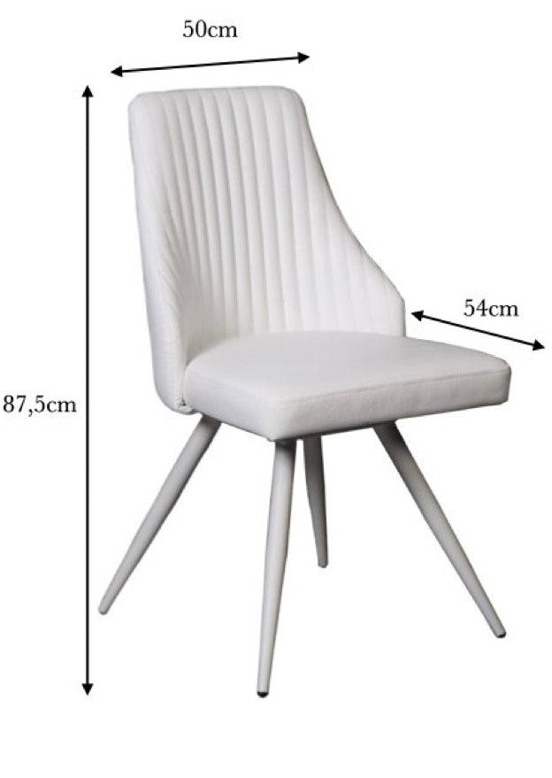 Chaise blanche simili cuir pivotante salle a manger - Eva