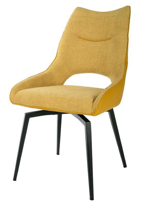 Chaise pivotante pieds métal en tissu jaune moderne - SOUFFLE D’INTÉRIEUR