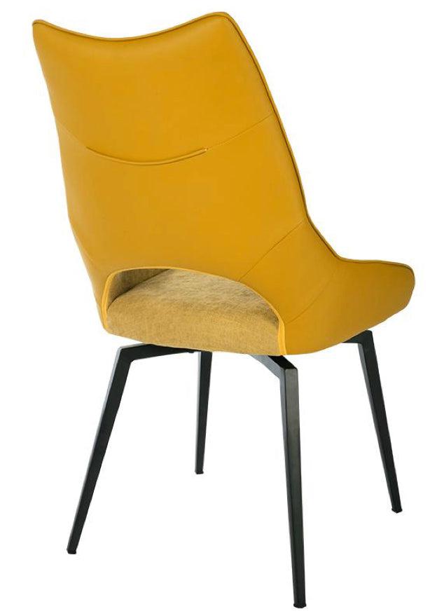 Chaise pivotante pieds métal en tissu jaune moderne - SOUFFLE D’INTÉRIEUR