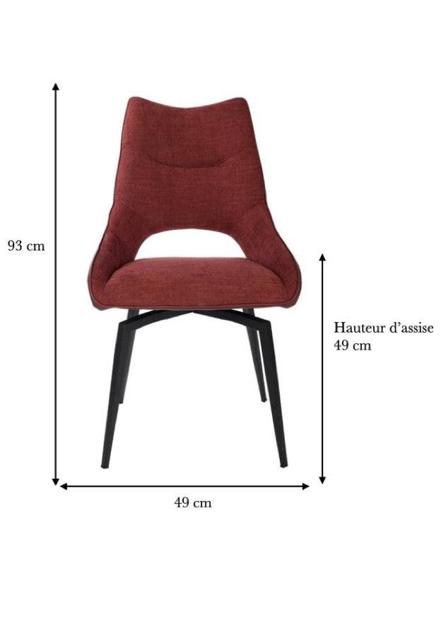 Chaise pivotante pieds métal en tissu rouge moderne - SOUFFLE D’INTÉRIEUR