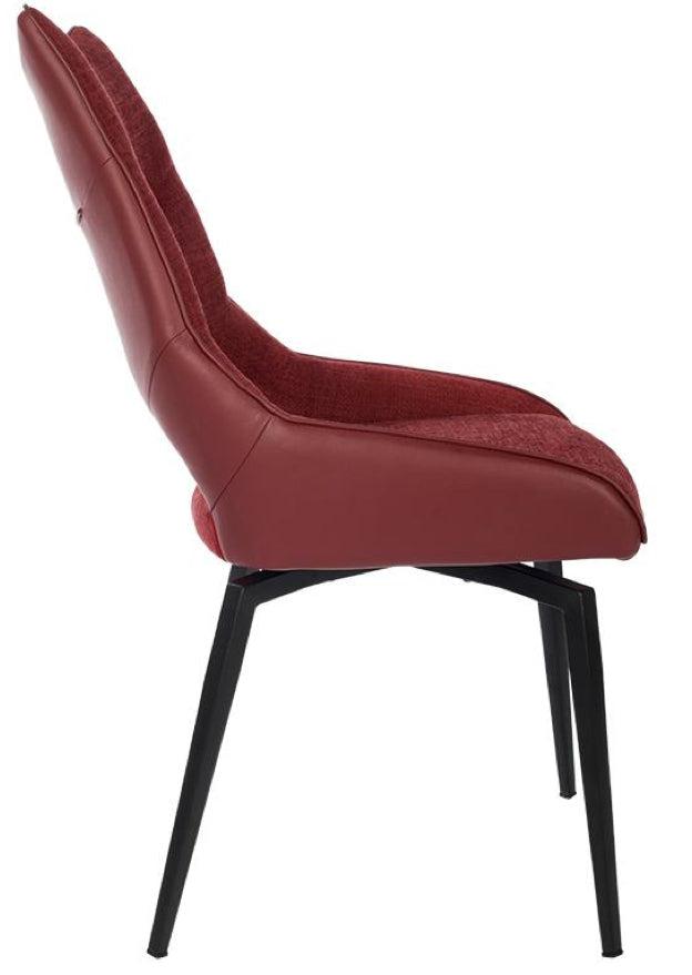 Chaise pivotante pieds métal en tissu rouge moderne - SOUFFLE D’INTÉRIEUR