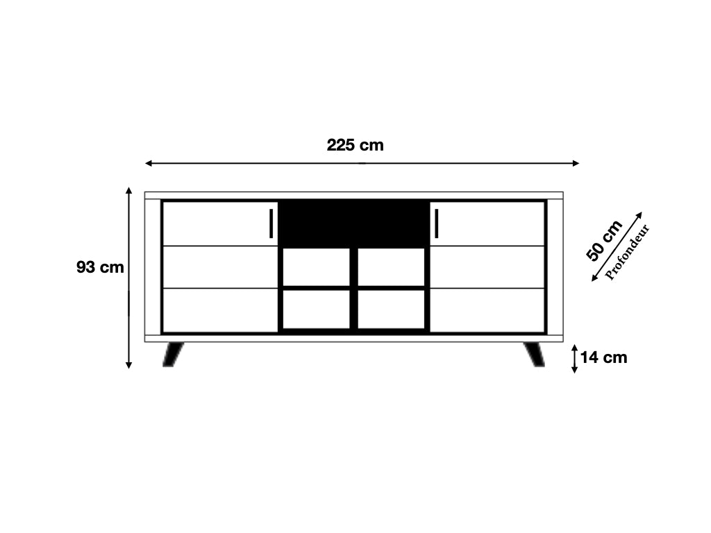 Buffet contemporain moderne bois pieds métal design avec dimensions - SOUFFLE D'intérieur