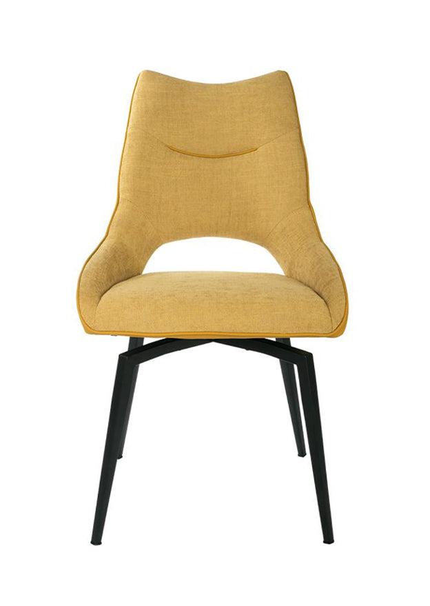 Chaise pivotante pieds métal en tissu jaune moderne - SOUFFLE D’INTÉRIEUR