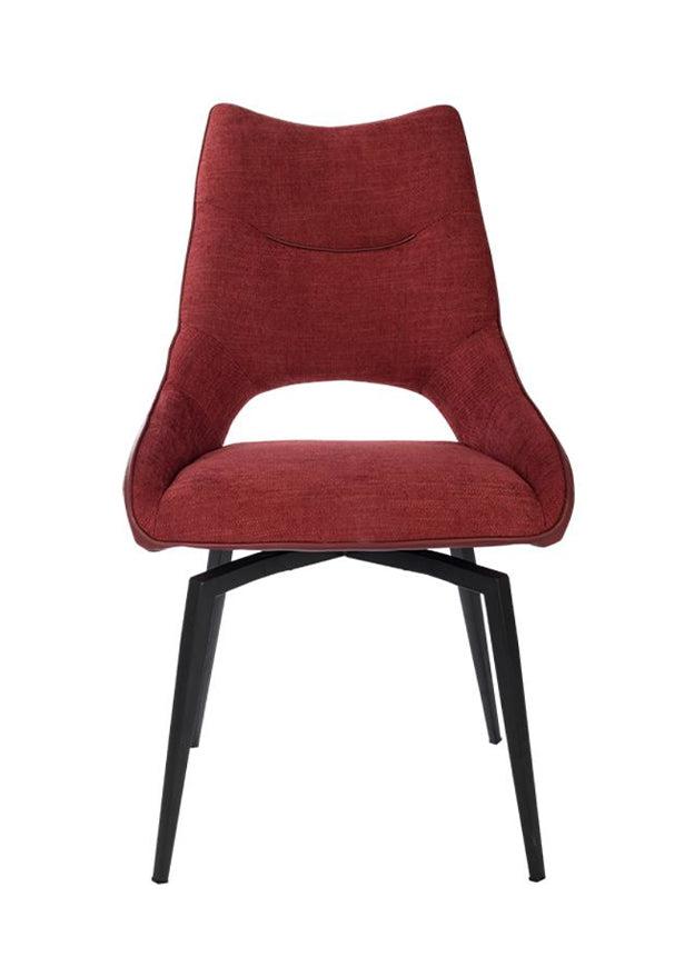 Chaise pivotante pieds métal en tissu rouge moderne - SOUFFLE D’INTÉRIEUR