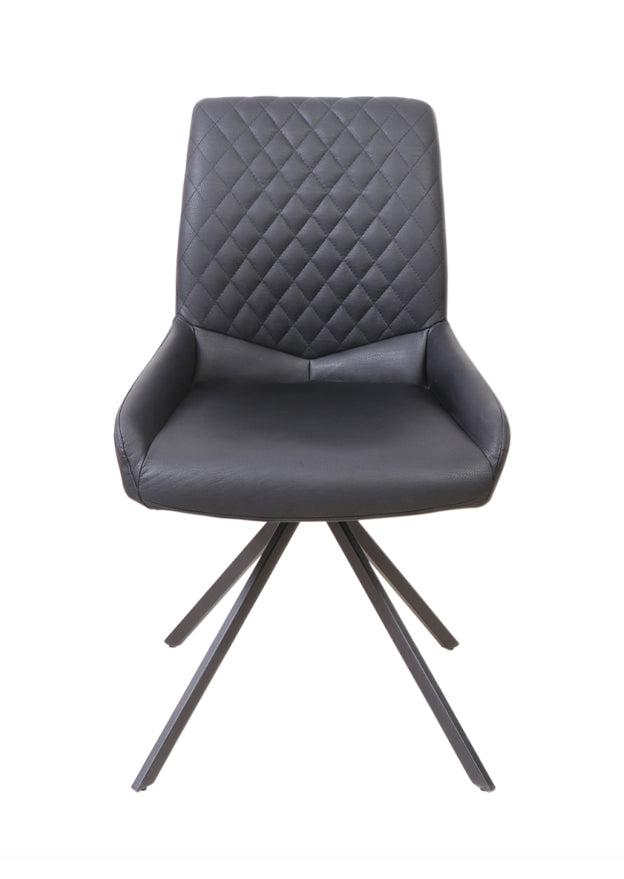 Lola, chaise en tissu effet cuir noir - SOUFFLE D’INTÉRIEUR