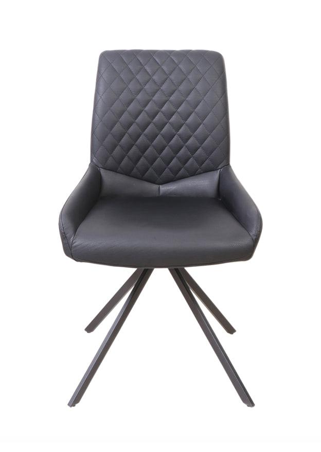 Chaise noir simili cuir de salle a manger moderne - Lola