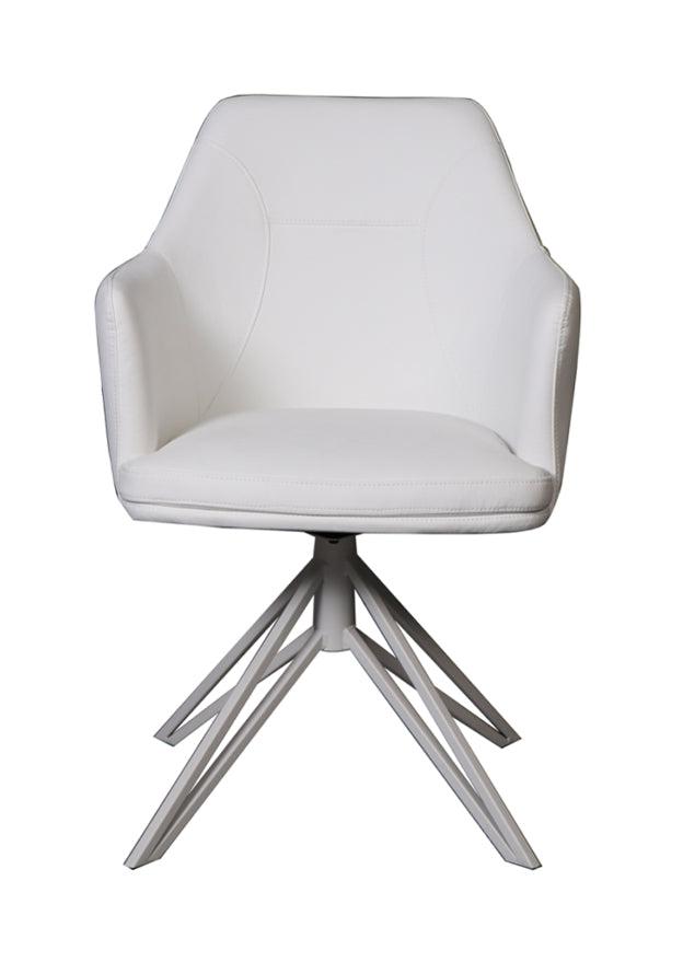 Chaise avec accoudoir fauteuil de table a manger blanc - Christy